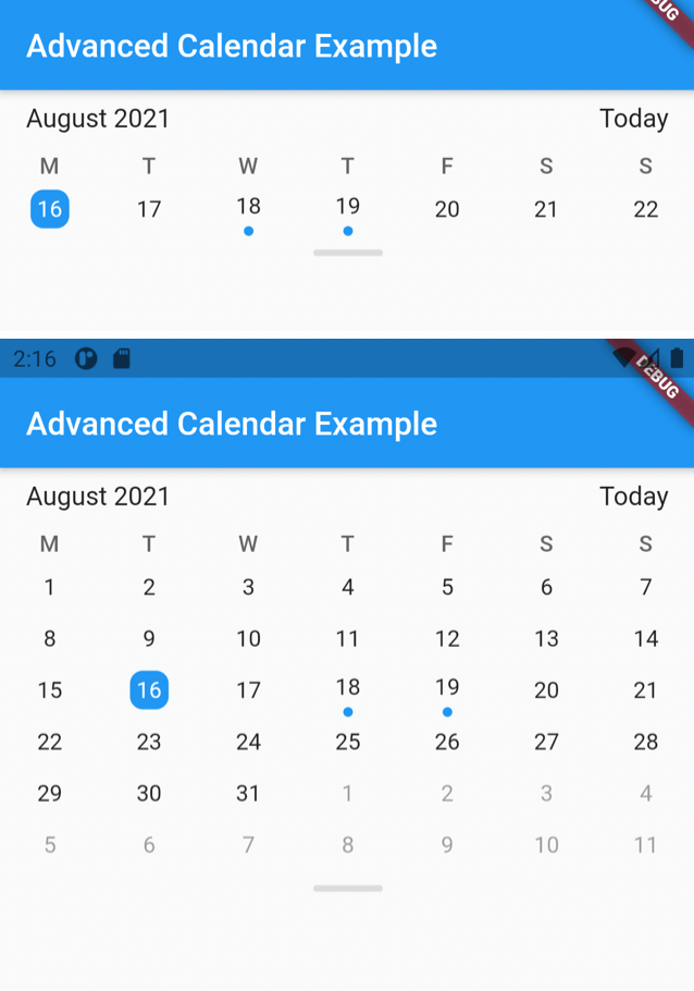 Flutter advanced calendar Flutter Package In Calendar Category 